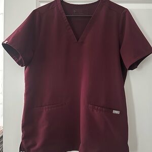 FIGS Women's Maroon Short Sleeve Top